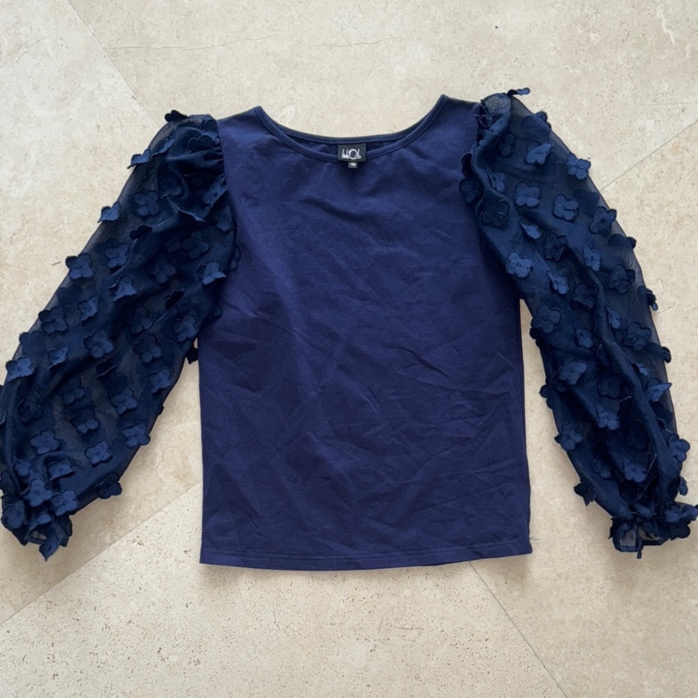 Little Olin girls size 10 textured navy long sleeve top